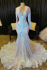 Fabulous Long Sleeves Prom Dress Mermaid Sequins On Sale