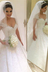 Floor Length Tulle Sleeveless V neck Beading Ball Gown Wedding Dresses
