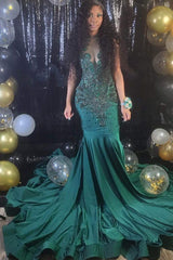 Glorious Long V-Neck Sleeveless Mermaid Prom Dress With Beading