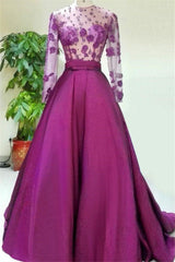 Gorgeous Long Sleeves Evening Dress Appliques Beadings