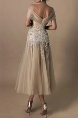 Gorgeous Short Long Off-the-Shoulder Beadings Wedding Dresses Online With Lace