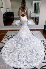 Gorgeous spaghettistraps sleeveless mermaid lace Wedding Dresses