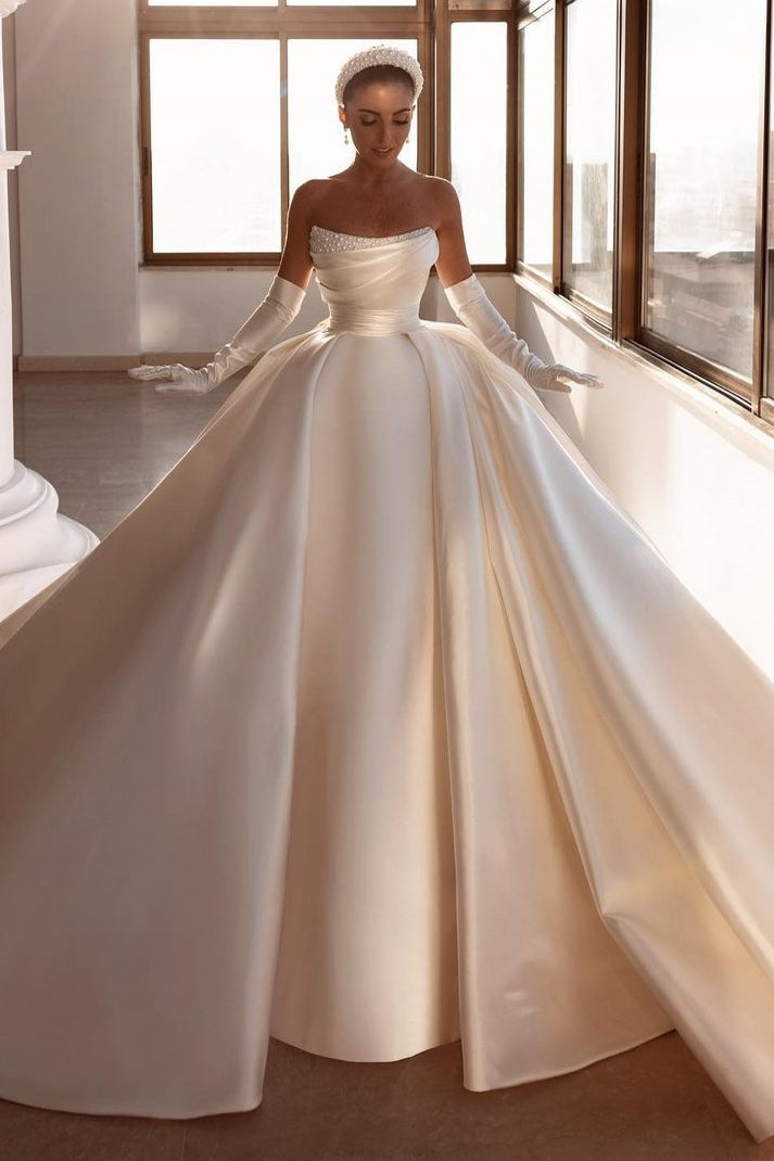 Gorgeous Strapless Ball Gown Wedding Dress With Beadings Online