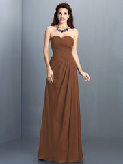 Gorgeous Sweetheart Pleats Sleeveless Long Chiffon Bridesmaid Dresses