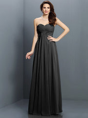 Gorgeous Sweetheart Pleats Sleeveless Long Satin Bridesmaid Dresses