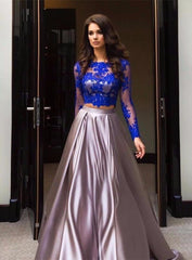 Gorgeous Two Piece Formal Dress Long Sleeves Lace Evening Dress