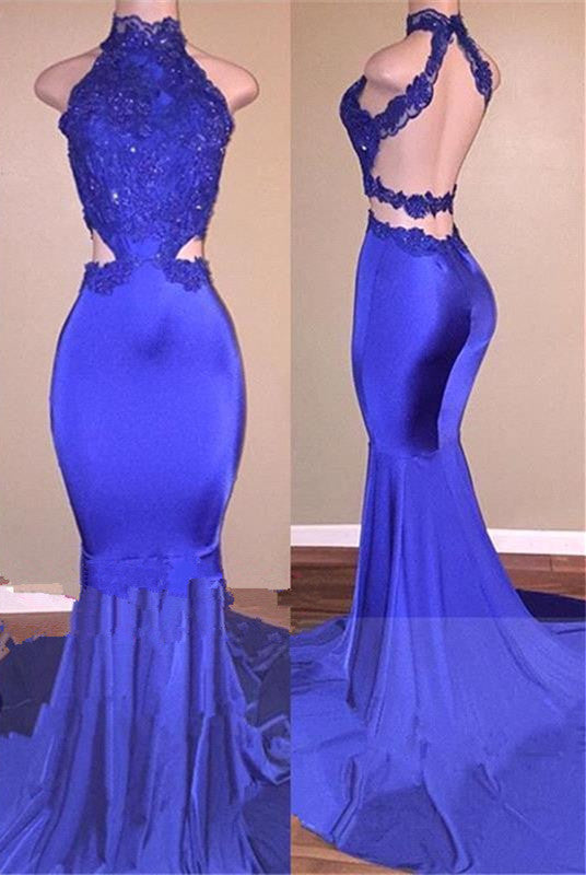 Lace Appliques Mermaid Evening Gowns Prom Party Gowns