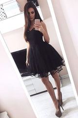 Little Black Short Homecoming Dresses Pretty Tulle Hoco Dress