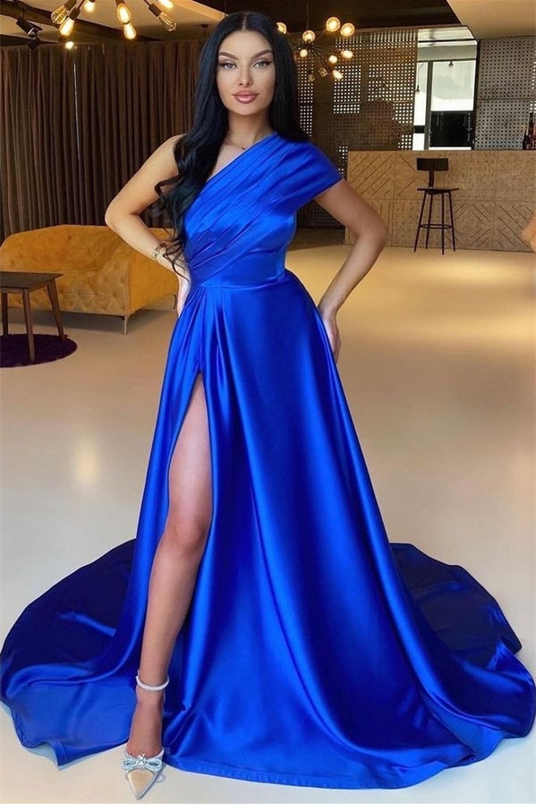 Mermaid Asymmetrical High Split One Shoulder Floor-length Prom Dress