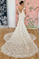 Mermaid Lace Off the shoulder Formal Dresses Backless Bridal Gowns