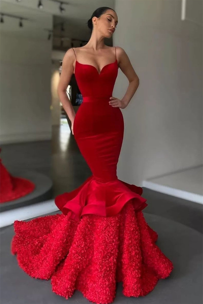 Mermaid Spaghetti strap Sweetheart Floor-length Sleeveless Prom Dress