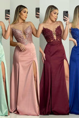 Mermaid Sweetheart Lace High Split Floor-length Sleeveless Prom Dress