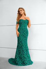 Mermaid Sweetheart Off-the-shoulder Floor-length Sleeveless Backless Appliques Lace Prom Dress