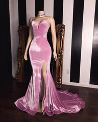 Mermaid Sweetheart Spaghetti Strap Court Front Slit Ruffle Hem Prom Dress