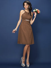 Modern Bateau Sash/Ribbon/Belt Sleeveless Short Chiffon Bridesmaid Dresses