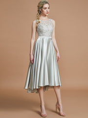 Modern Bateau Sleeveless Ruffles Asymmetrical Bridesmaid Dresses