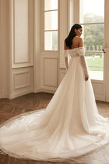 Modern Long Sleevess Long Off-the-Shoulder Wedding Dresses Online Sequined