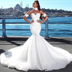 Modern Mermaid Sweetheart Modern Wedding Dresses Lace Dresses for Weddings with Choker