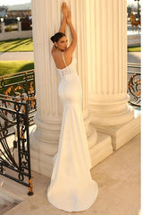 Modern Spaghetti-Straps Sleeveless Mermaid Wedding Dresses Online With Lace