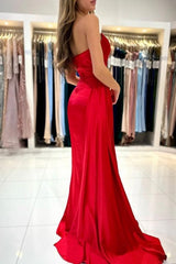 Modern Sweetheart Sleeveless Mermaid prom Dresses With Front Split