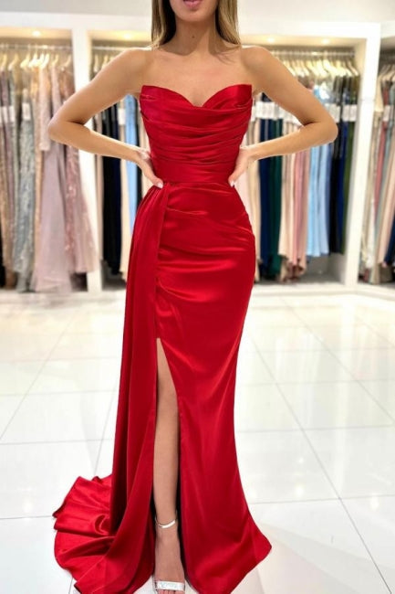 Modern Sweetheart Sleeveless Mermaid prom Dresses With Front Split