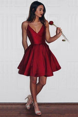 New Arrival Short Spaghetti-strap Sleeveless Ruby Homecoming Dress