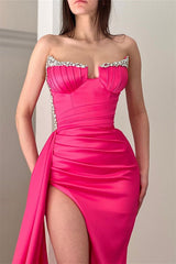 New Arrival Sleeveless Sequins A-line Slit Prom Dress