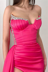 New Arrival Sleeveless Sequins A-line Slit Prom Dress