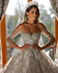 New Arrival Sweetheart Long Sleeves Lace Wedding Dress