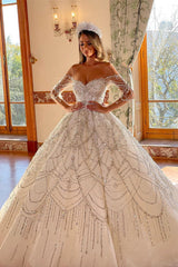 New Arrival Sweetheart Long Sleeves Lace Wedding Dress