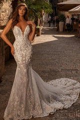 New Arrival sweetheart sleeveless mermaid lace Wedding Dresses