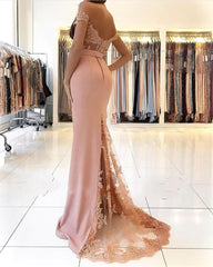 Off Shoulder Slim Mermaid Evening Dress Floor Length Party Gown