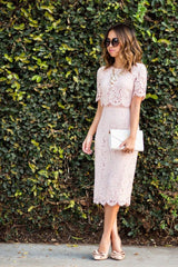 Pink Column 1/2 Sleeve Summer Homecoming Dress On Sale