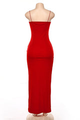 Red Party Dress, Gorgeous Spaghetti-Straps Mermaid Prom Dress Long With Split Evening gowns