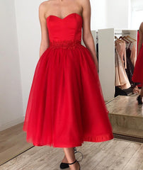 Ruby Sweetheart Short Ankle-length Homecoming Dress with Belt