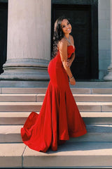 Sexy Red Sweetheart Chiffon Mermaid Prom Dress Long