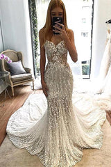 Sheath Strapless Floor Length Tulle Paillette Wedding Dress
