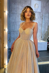 Shinning Straps Sweetheart Prom Dress Sequins Midi Length Sleeveless