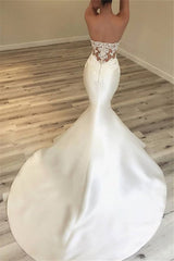 Strapless Appliques Wedding Dresses Classic Mermaid Open Back Dresses for Weddings