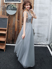 Stunning evening dress V Neck A Line Sleeveless Floor Length Wedding Guest Dresses