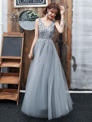 Stunning evening dress V Neck A Line Sleeveless Floor Length Wedding Guest Dresses