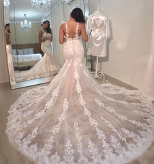 Stunning Sleeveless Mermaid Lace Wedding Dress Online