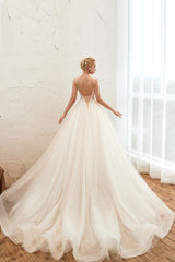 Summber Beach Spaghetti Straps Ivory Ball Gown Wedding Dress Online