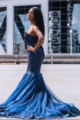 Sweetheart Tulle Mermaid Evening Gowns Sleeveless