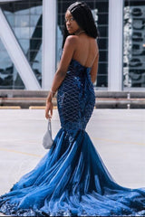 Sweetheart Tulle Mermaid Evening Gowns Sleeveless