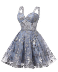 Teens Sparkly Tulle Navy Blue Homecoming Dresses Spaghetti Straps Short Cocktail Party Prom Dress