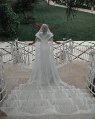 Trendy Off the shoulder White Mermaid Blet Wedding Dresses