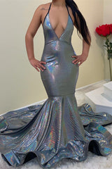 V-Neck Spaghetti Straps Long Mermaid Prom Dress