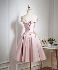 Cute Pink A Line Short Corset Prom Dress, Pink Evening Dress outfit, Red Formal Dress