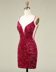 Sparkly Sequin Double Spaghetti Straps Tight Corset Homecoming Dress outfit, Prom Dresses Long Sleeve